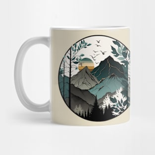 beautiful mountain view, vintage style Mug